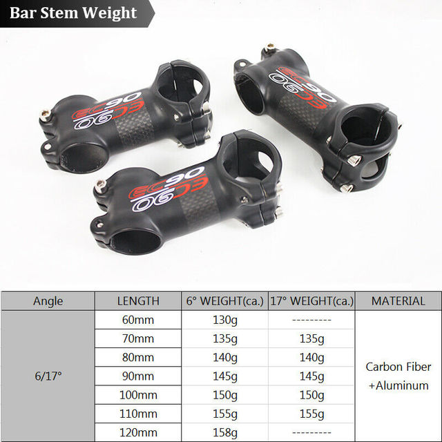 Mostek węglowy EC90 Ultralight 60MM-120MM o kącie nachylenia 6/17 stopni dla kierownicy 31.8mm - akcesoria do jazdy szosowej i MTB - Wianko - 2