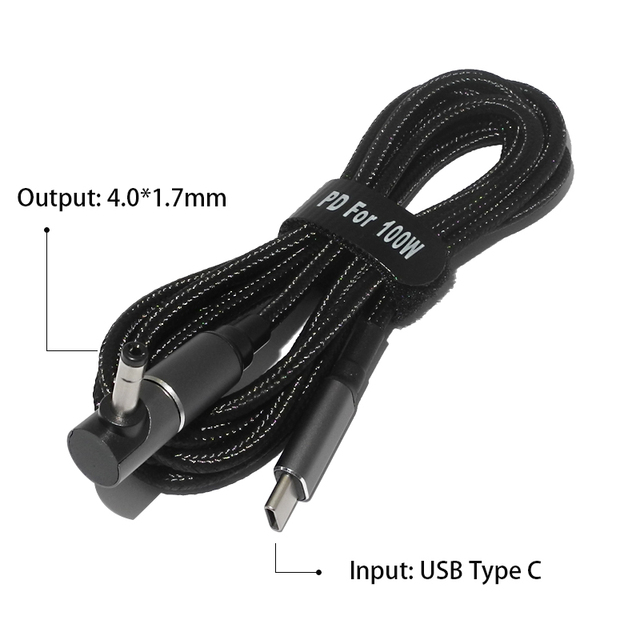 Uniwersalny kabel USB C z złączem magnetycznym do szybkiego ładowania 100W - przewód zasilający USB C do laptopa z przetwornikiem DC Jack - Wianko - 2