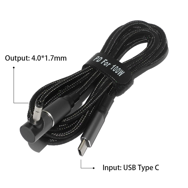 Uniwersalny kabel USB C z złączem magnetycznym do szybkiego ładowania 100W - przewód zasilający USB C do laptopa z przetwornikiem DC Jack - Wianko - 3