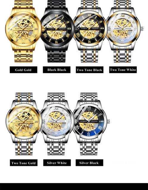 Złoty zegarek mechaniczny samonakręcający się na rękę dla mężczyzn - luksusowy, szkieletowy, diamentowa tarcza, Tourbillon - Wianko - 7
