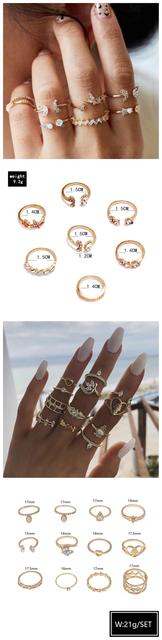 30 stylów pierścieni Boho w różowym kolorze z motywem retro słońca, księżyca, pióra i łańcucha. Zestaw biżuterii na palec, midi i na knuckle. Idealny prezent na urodziny - Wianko - 5