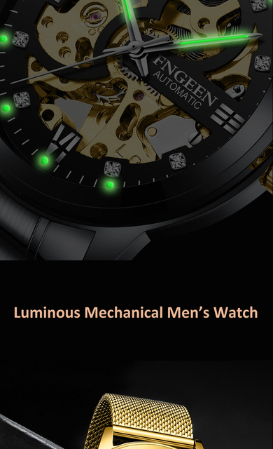 2020 nowe złote męskie zegarki mechaniczne z szkieletem, stal nierdzewna Watchband, marka luksusowa - Wianko - 8
