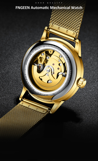 2020 nowe złote męskie zegarki mechaniczne z szkieletem, stal nierdzewna Watchband, marka luksusowa - Wianko - 11