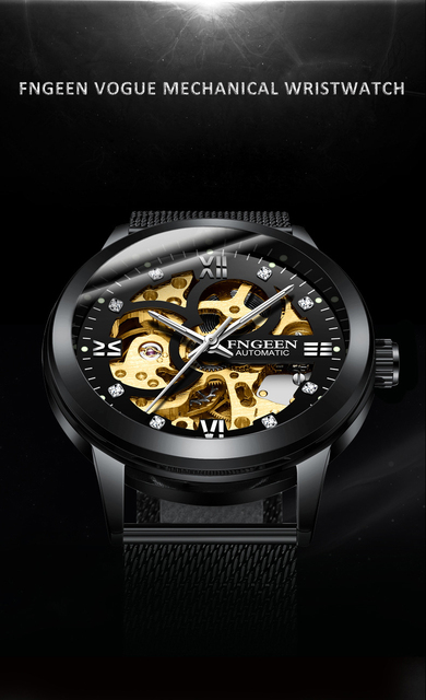 2020 nowe złote męskie zegarki mechaniczne z szkieletem, stal nierdzewna Watchband, marka luksusowa - Wianko - 1