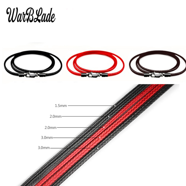 1mm-3mm Skórzany Sznur Naszyjnik Łańcuch z Stali Nierdzewnej z Czarnym Karabińczykiem - Wianko - 11