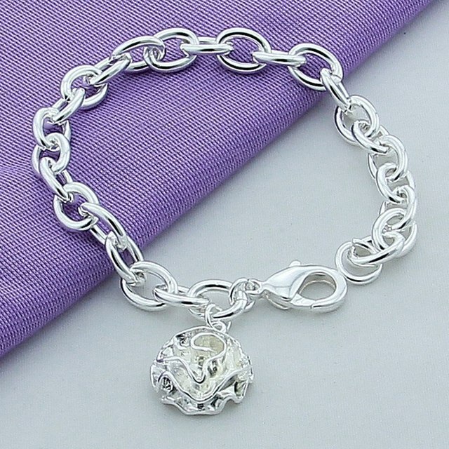 Srebrna bransoletka łańcuszkowa z romantycznym sercem - popularne marki, idealne na wesele i prezent dla kobiet - biżuteria 925 srebro - Wianko - 10