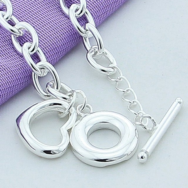 Srebrna bransoletka łańcuszkowa z romantycznym sercem - popularne marki, idealne na wesele i prezent dla kobiet - biżuteria 925 srebro - Wianko - 13