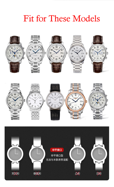 Pasek zegarkowy ze stali nierdzewnej dla Longines, oryginalny Master Crescent 12-22mm - Wianko - 1