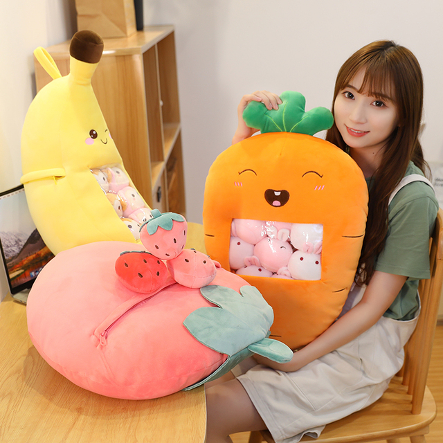Pluszowa poduszka w kształcie uroczej truskawki awokado z nadzieniem z marchewki i bananowej truskawki - Wianko - 5