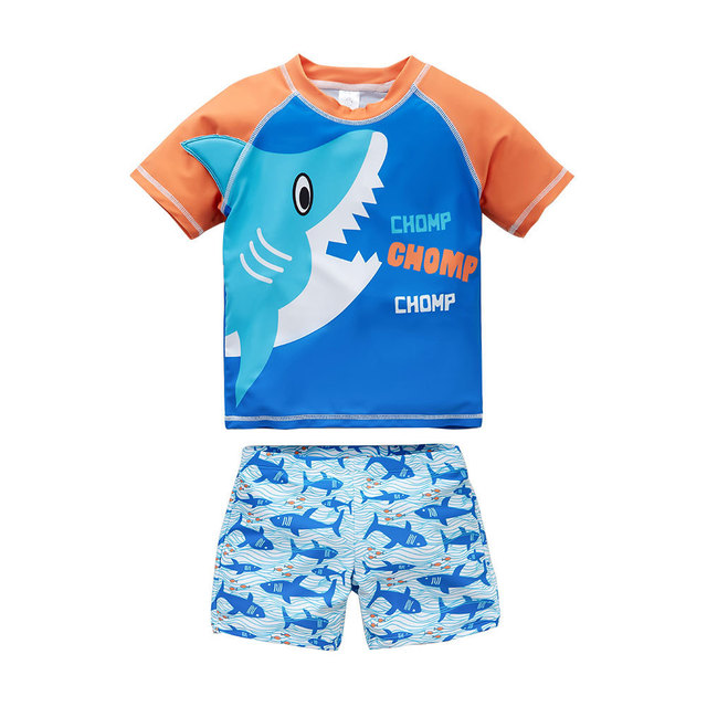 Dziecięcy strój kąpielowy Ircomll Kid Boys z krótkim rękawem - T-shirt Top + spodnie 2 sztuk zestaw plażowy - ochrona UV - Wianko - 4