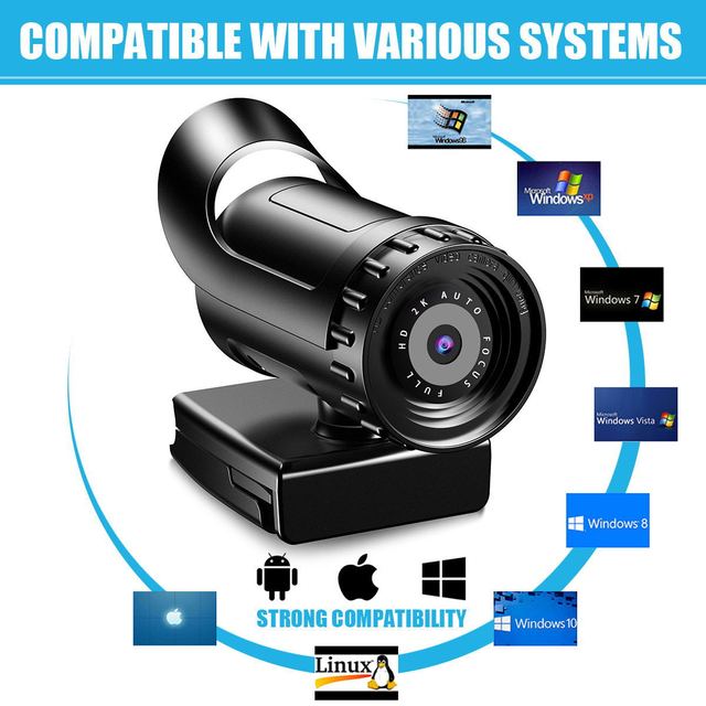 Kamera internetowa 4K z automatycznym ustawianiem ostrości, Full HD 1080P, szerokokątny aparat kosmetyczny z mikrofonem - przekaz na żywo, wideokonferencje - Wianko - 2
