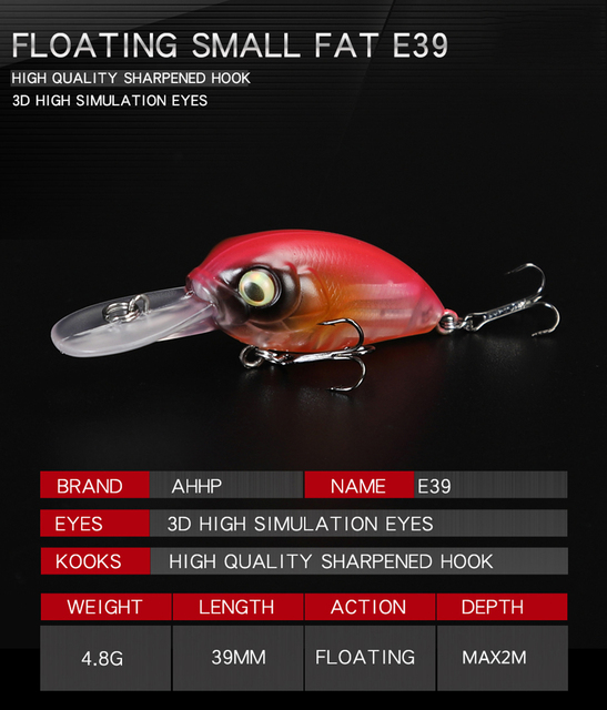 Przynęta wędkarska na szczupaka Isca Pesca Mini - woblery crankbaity Minnow 3.9 cm 4.8 g Peche Leurre pływające Japonia - Wianko - 3