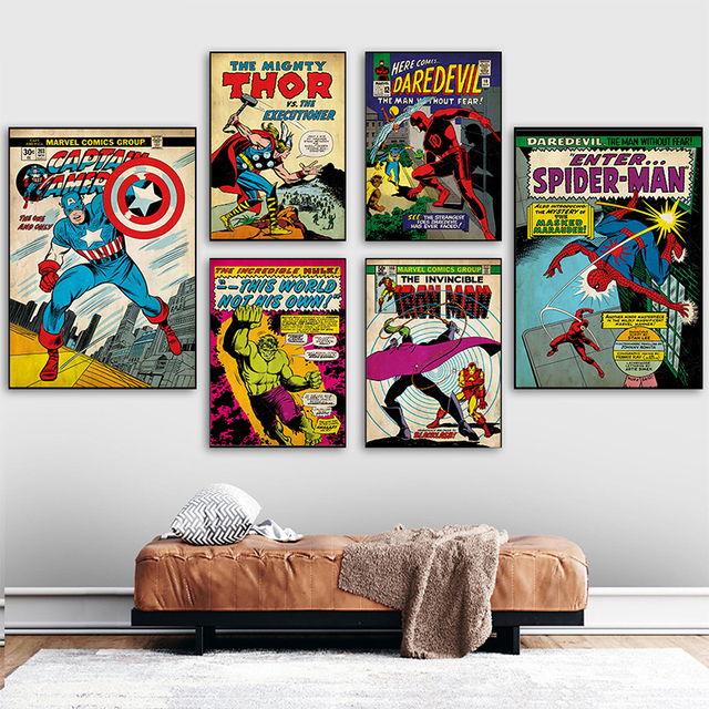 Plakat artystyczny Marvel Avengers dla dzieci do sypialni i salonu – bez ramki - Wianko - 4