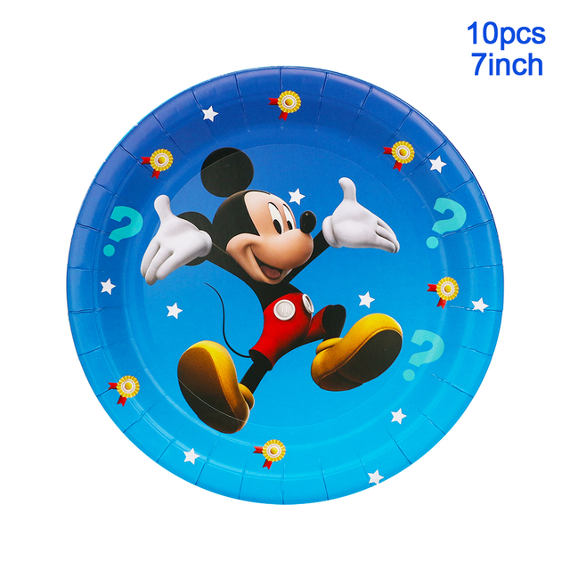 Jednorazowe naczynia na imprezę: Zestaw dekoracji urodzinowych Disney Mickey Mouse dla dzieci - talerze, serwetki, słomki - Wianko - 2