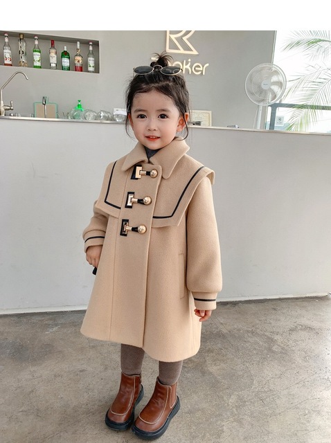 Nowy dziecięcy płaszcz wełniany 2021, jesienno-zimowy, w stylu zachodnim - Wianko - 9
