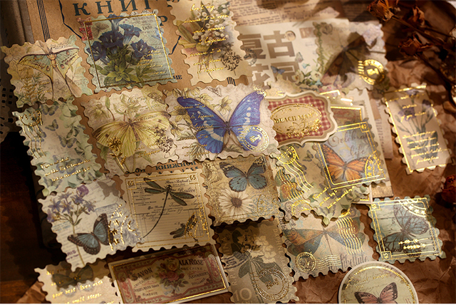 40 sztuk naklejanych terminarzy Vintage brązujących znaczków do notebooków, pamiętników, albumów, scrapbookingu i kolażu papierniczego - Wianko - 9
