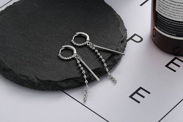 Kolczyki wiszące z łańcuszkiem, CIAXY 925 Sterling - srebrne geometryczne koraliki, z tasiemką, dla kobiet z charakterem - Wianko - 19