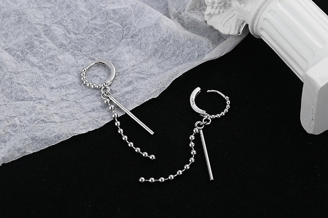 Kolczyki wiszące z łańcuszkiem, CIAXY 925 Sterling - srebrne geometryczne koraliki, z tasiemką, dla kobiet z charakterem - Wianko - 13