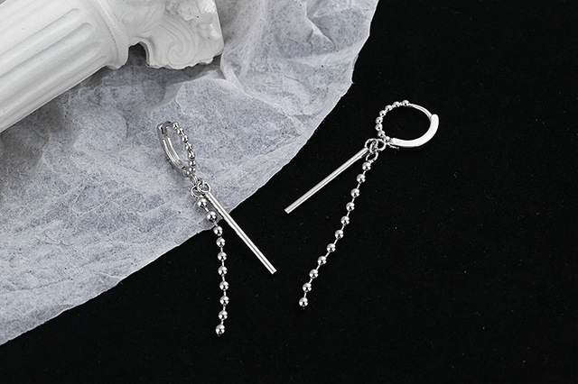Kolczyki wiszące z łańcuszkiem, CIAXY 925 Sterling - srebrne geometryczne koraliki, z tasiemką, dla kobiet z charakterem - Wianko - 14