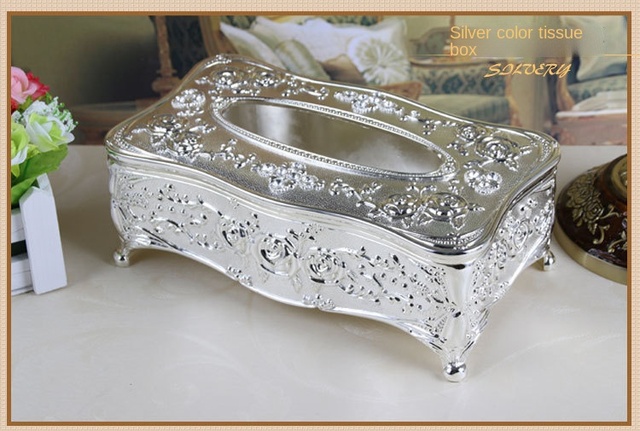 Pudełko na chusteczki Homhi styl europejski rzeźbione Boite De Rangement dekoracja stołu prezent Retro złote HBJ-518 - Wianko - 6