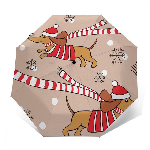 Odporny na wiatr składany parasol automatyczny dla kobiet - idealny dla hipsterów, miłośników jamnika, puppy mopsa i innych ras psów. Wiatroszczelne deszczowe parasole męskie - Wianko - 1