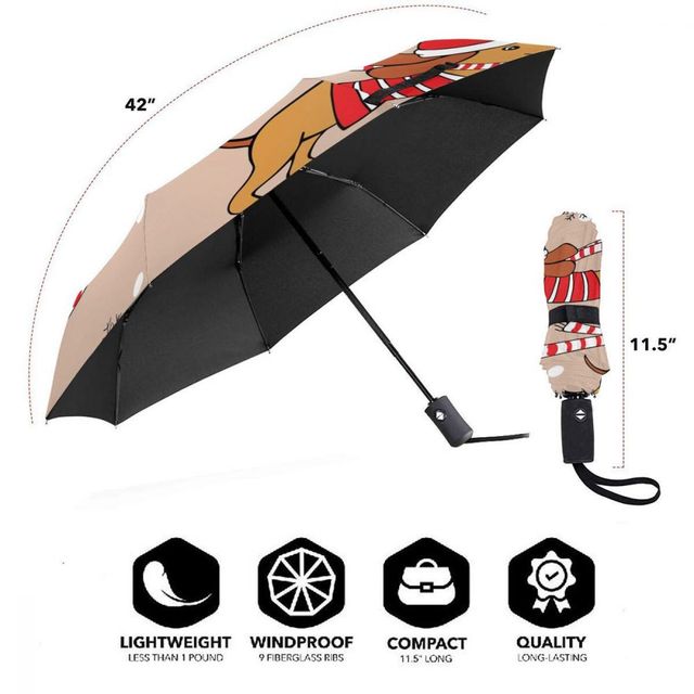 Odporny na wiatr składany parasol automatyczny dla kobiet - idealny dla hipsterów, miłośników jamnika, puppy mopsa i innych ras psów. Wiatroszczelne deszczowe parasole męskie - Wianko - 2