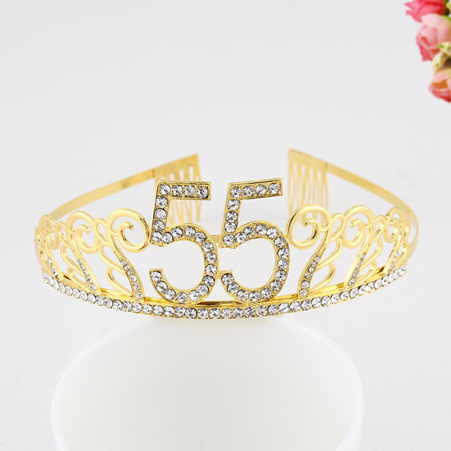 Dekoracja urodzinowa różowe złoto - satynowa szarfa, kryształowa korona, Tiara - 18, 21, 30, 40, 50 rocznica, nowy, wielkanoc - Wianko - 48