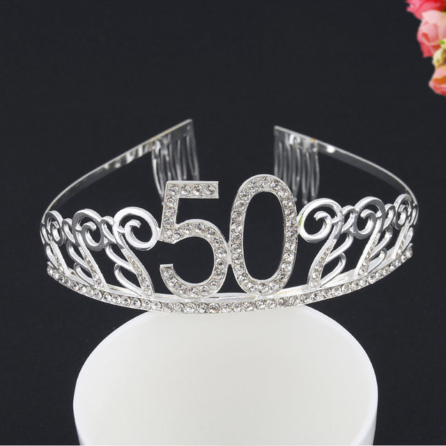Dekoracja urodzinowa różowe złoto - satynowa szarfa, kryształowa korona, Tiara - 18, 21, 30, 40, 50 rocznica, nowy, wielkanoc - Wianko - 57