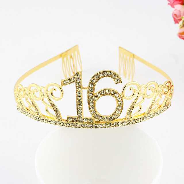 Dekoracja urodzinowa różowe złoto - satynowa szarfa, kryształowa korona, Tiara - 18, 21, 30, 40, 50 rocznica, nowy, wielkanoc - Wianko - 40