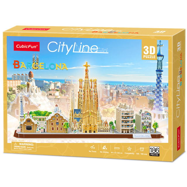 Puzzle 3D CubicFun Barcelona Cityline - Model architektury National Geographic - Zabawka edukacyjna dla dzieci i dorosłych - Wianko - 8