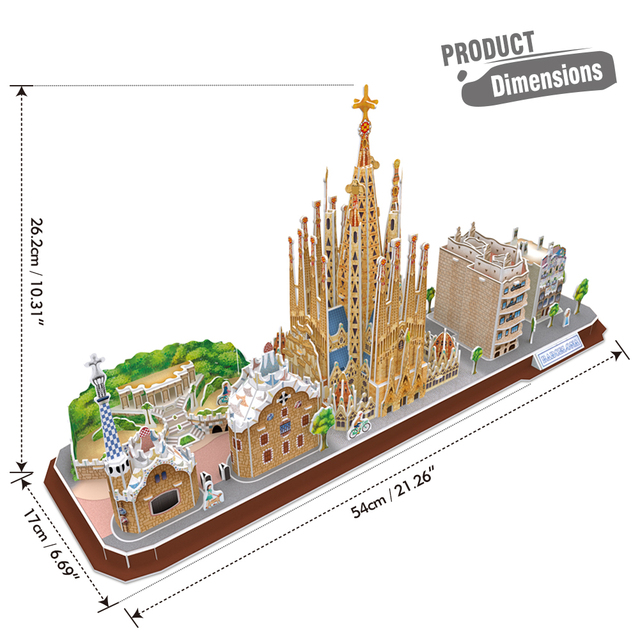 Puzzle 3D CubicFun Barcelona Cityline - Model architektury National Geographic - Zabawka edukacyjna dla dzieci i dorosłych - Wianko - 2