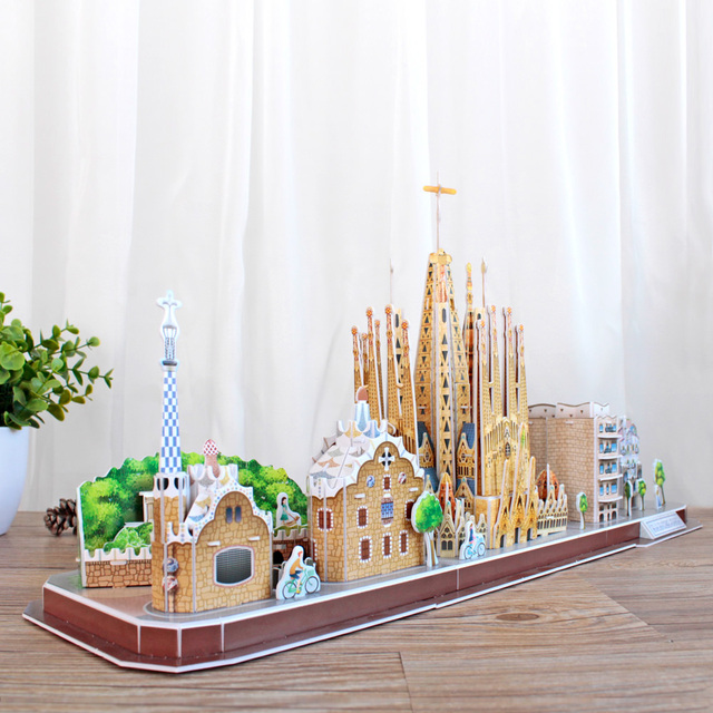 Puzzle 3D CubicFun Barcelona Cityline - Model architektury National Geographic - Zabawka edukacyjna dla dzieci i dorosłych - Wianko - 3