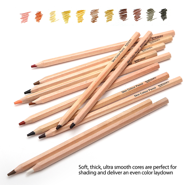 12 sztuk kolorowych ołówków drewnianych w odcieniach skóry dla artystów i szkoły - Wianko - 12