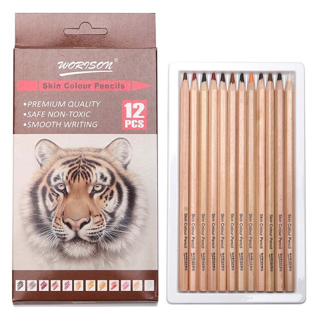 12 sztuk kolorowych ołówków drewnianych w odcieniach skóry dla artystów i szkoły - Wianko - 7