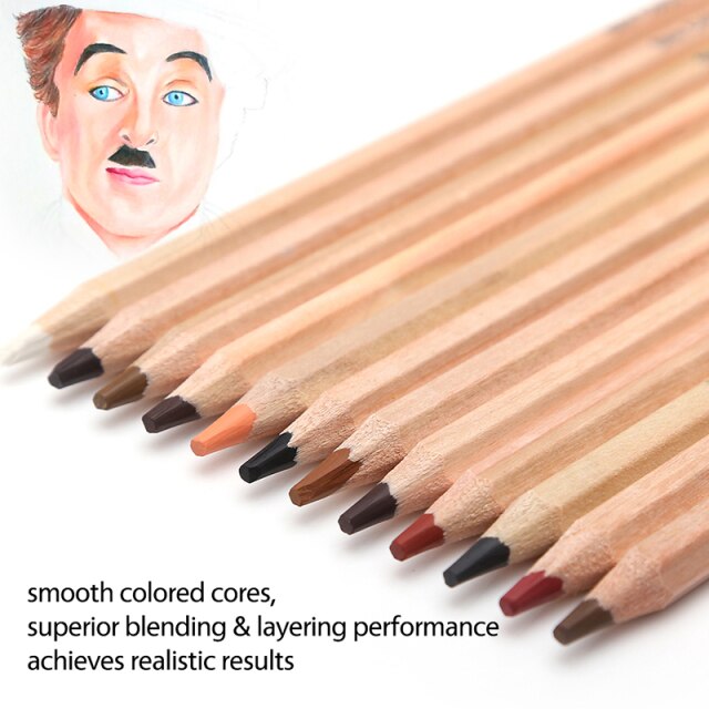 12 sztuk kolorowych ołówków drewnianych w odcieniach skóry dla artystów i szkoły - Wianko - 3