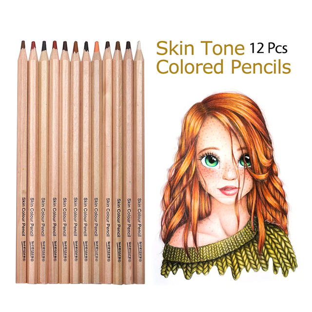 12 sztuk kolorowych ołówków drewnianych w odcieniach skóry dla artystów i szkoły - Wianko - 8