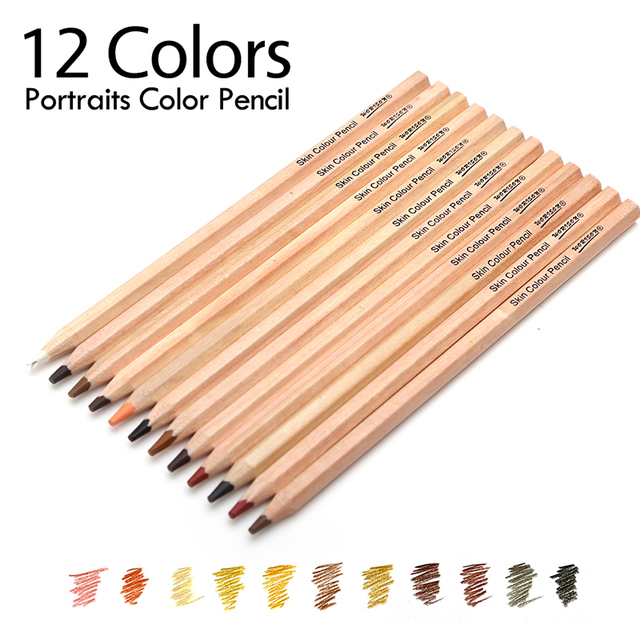 12 sztuk kolorowych ołówków drewnianych w odcieniach skóry dla artystów i szkoły - Wianko - 9