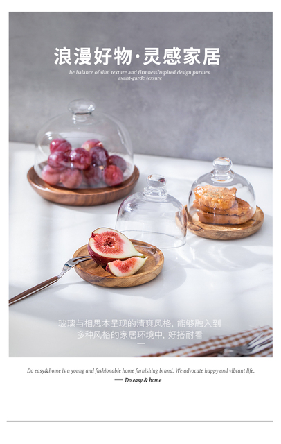 Taca do ciast i owoców z przezroczystą szklaną pokrywą i solidnym drewnianym podłożem - Wianko - 8