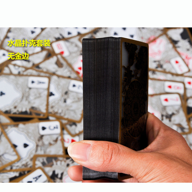 Czerwony/czarny plastikowy PVC Poker wodoodporny z przezroczystym złotym smokiem - kreatywny prezent - Wianko - 3