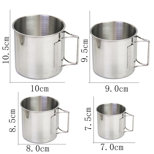 Zestaw 4 kubków do kawy ze stali nierdzewnej z uchwytem, składane, idealne do kawalerskich na piwo i wody pitnej - Wianko - 1