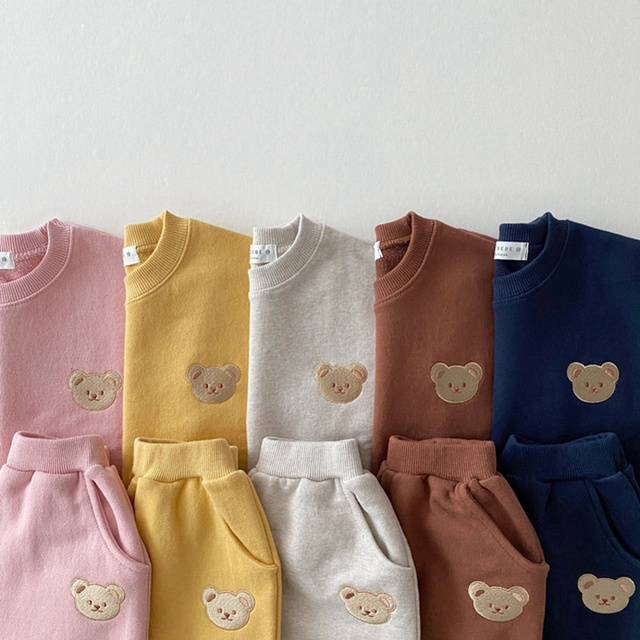 Zestaw ubranek dla dzieci: haftowana bluza i spodnie z motywem niedźwiedzia - garnitur dla chłopców i dziewczynek (2 sztuki) - Wianko - 25
