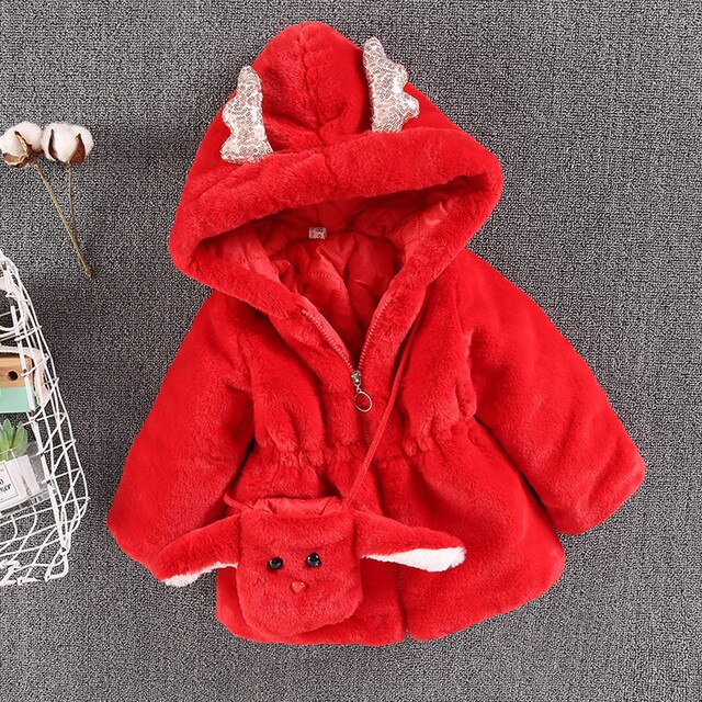 Dziecięca świąteczna kurtka zimowa dla dziewczynek w kreskówkowe wzory - aksamitna, pogrubiona, ciepła - Wianko - 14