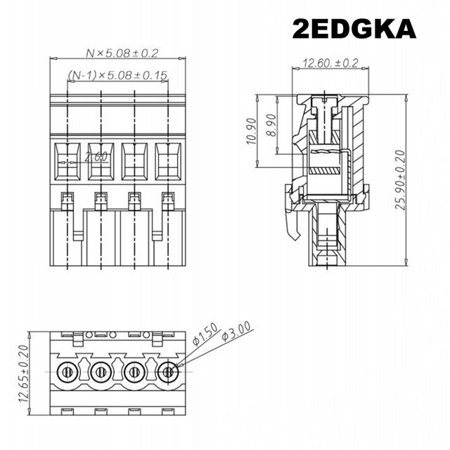 20 sztuk Wtyk zaciskowy PCB 5.08mm, złącze blokowe 2EDGKA/VC/RC/V/R mężczyzna-kobieta 2/3/4/5/6/7/8/9/10P Bornier Module - Wianko - 3