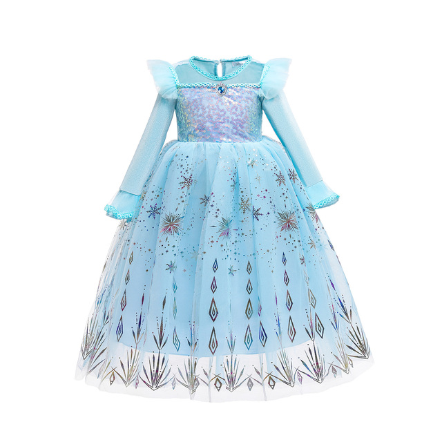 Sukienka karnawałowa królowej śniegu Elsa dla dziewcząt - księżniczka z filmu Disneya, idealna na Halloween i inne okazje - Wianko - 2