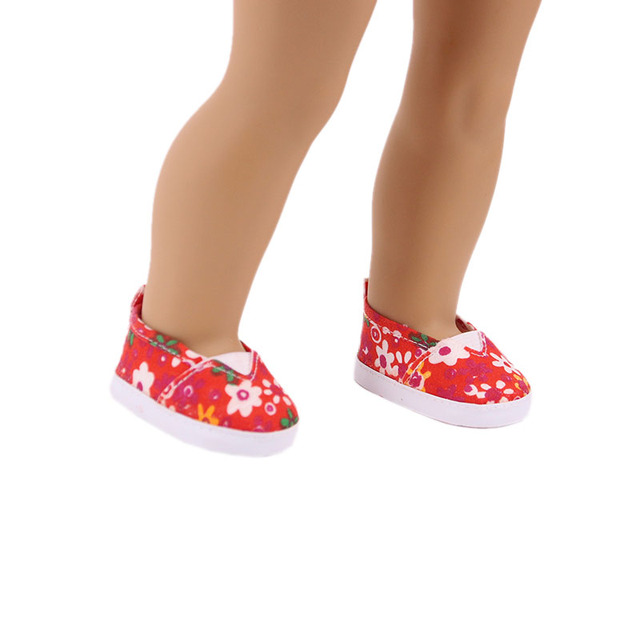 Lalka brezentowe buty z kwiatowym wzorem dla 18 calowych amerykańskich i 43 cm noworodkowych lalek - zabawka dla dziewczynek DIY - Wianko - 14