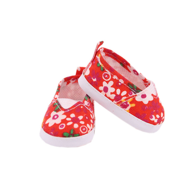 Lalka brezentowe buty z kwiatowym wzorem dla 18 calowych amerykańskich i 43 cm noworodkowych lalek - zabawka dla dziewczynek DIY - Wianko - 13