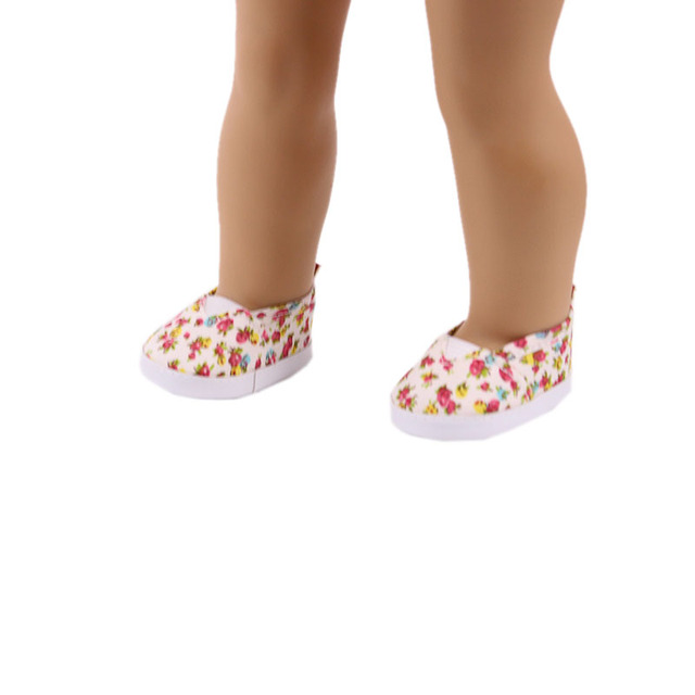 Lalka brezentowe buty z kwiatowym wzorem dla 18 calowych amerykańskich i 43 cm noworodkowych lalek - zabawka dla dziewczynek DIY - Wianko - 23