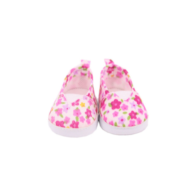 Lalka brezentowe buty z kwiatowym wzorem dla 18 calowych amerykańskich i 43 cm noworodkowych lalek - zabawka dla dziewczynek DIY - Wianko - 33