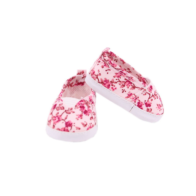 Lalka brezentowe buty z kwiatowym wzorem dla 18 calowych amerykańskich i 43 cm noworodkowych lalek - zabawka dla dziewczynek DIY - Wianko - 47