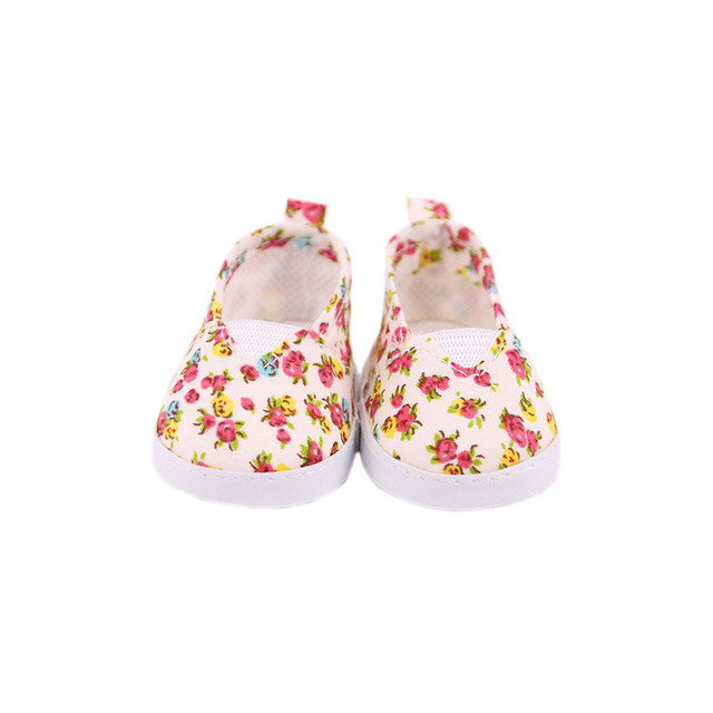 Lalka brezentowe buty z kwiatowym wzorem dla 18 calowych amerykańskich i 43 cm noworodkowych lalek - zabawka dla dziewczynek DIY - Wianko - 52